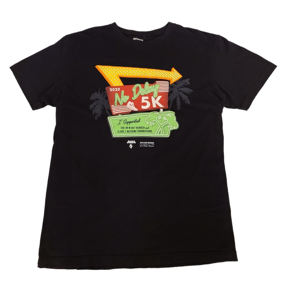 In-N-Out T-Shirt Adult‎ M Black Yellow Cotton Graphic 2020 No Delay 5K Run Mens